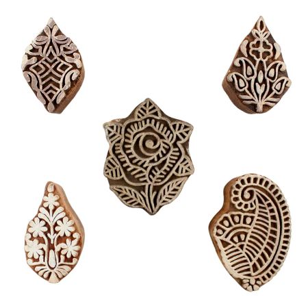 Set of 5 Piece New Mix Wooden Printing Blocks